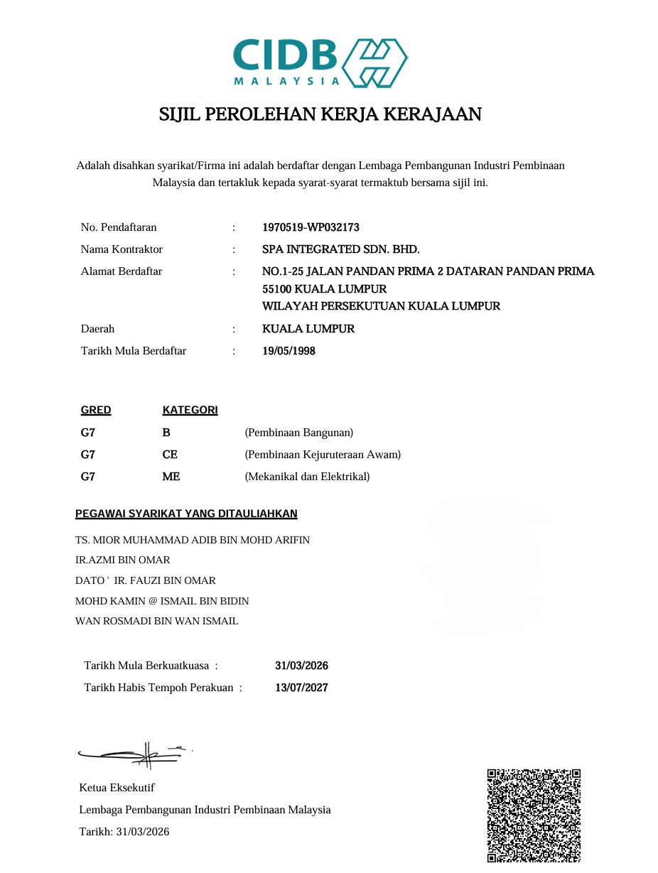 Sijil Peroleh Kerja Kerajaan (CIDB)